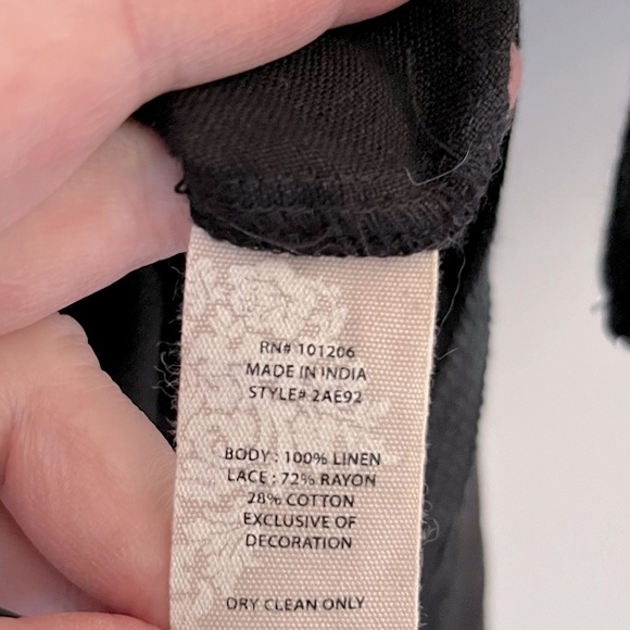 Soft Surroundings Desert Linen Tunic Top Black Embroidered Classic Playful Chic - Picture 14 of 15